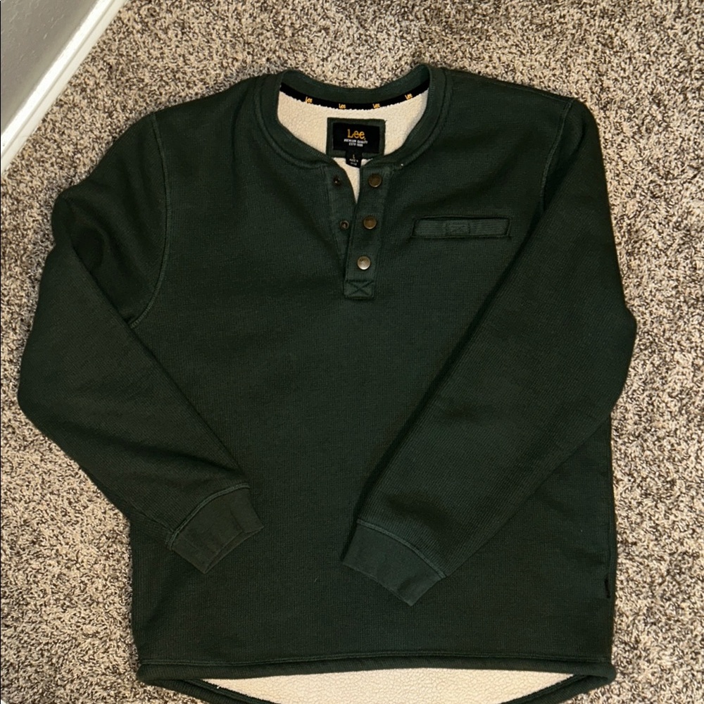 LEE Hunter Green Henley Sweatshirt